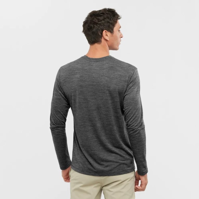 Pánské Tričko Salomon Outlife Merino Blend Long Sleeve Černé | CZ 58OPNKQ